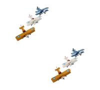 Cabilock 6 pièces Ornement Avion Vintage Modèle Avion de Bureau Rétro pour Décoration Intérieure Blanc Bleu Jaune