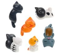 Cabilock 6 pièces Ornements Chat Miniatures Décor Tableau de Bord Chat Cartoon pour Intérieur Voiture Figurines Animaux Mignons pour Console Centrale Cadeau Original Amoureux des