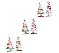 Cabilock 6 Pièces Ornements d'arbre De Noël Sapin De Noël Décor De Table Signe De Table d'arbre De Noël Décorations De Plateau De Noël à Plusieurs Niveaux Décor De Bureau Bois