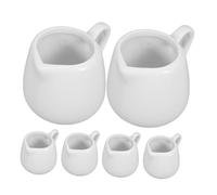 Cabilock 6 Pièces pichet de crémier à café pichet à 50 ml de lait en céramique avec poignée blanc pour le lait de café Mini sauce bateau 50ml White