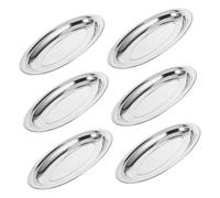 Cabilock 6 Pièces Plateau de Service Inox Oval Poli Grand Plat Multifonction pour Poisson Sushi Desserts Plateau Métallique pour Buffet Bbq et Réceptions
