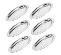 Cabilock 6 Pièces Plateau de Service Inox Oval Poli Sizzle Platter pour Poisson Viande Dessert Plateau Polyvalent Aux Rayures pour Cuisine et