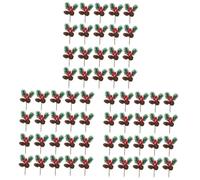 Cabilock 60 Pièces Pendentif Pomme de pin Rouge Baies de Houx pour l'artisanat tiges d'aiguilles de pin Pics Bricolage de Noel Noel décor Rose Fausses Branches d'arbres PVC