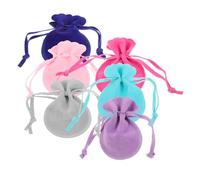 Cabilock 6pcs Paquet à Bijoux en Tissu Cordon, Petites Pochettes de Rangement pour Protection les Frictions, pour Boucles D'oreilles et Bijoux