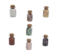 Cabilock 7 pièces Lot de Mini Bouteilles Verre Cristal avec Bouchon Liège Décoration de Bureau Créative Fioles à Souhaits pour Collection Pierres Semi Précieuses et Couleur Aléatoire