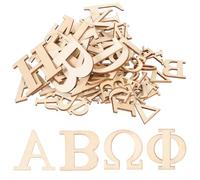 Cabilock 72 pièces Lot de Lettres Bois Brut à Peindre Décorations Bois Naturel pour Bricolage DIY Lettres Grecques et Alphabet pour Artisanat Jeux Éducatifs et Décoration de Fête Légères