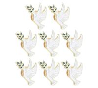 Cabilock 8 Pièces Broche Oiseau en Alliage de Zinc Blanc avec Branche D'olivier, Épinglette Compacte Symbole de Paix, pour Paquet et Occasions Formelles