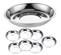 Cabilock 8 pièces Lot Assiettes Rondes Acier Inoxydable Multifonctionnelles pour Barbecue Service de Buffet et Stockage Alimentaire Plates Légères et Faciles à Nettoyer pour Maison et