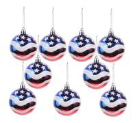 Cabilock 9 Pièces Drapeau Américain Boule Ornement Décor USA Thème Fête Fournitures Fête De L'Indépendance Suspendus Boule Accessoires Patriotique Boule Drapeau Américain Fête De