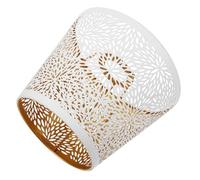 Cabilock Abat-jour Décoratif en Fer E27 Grand Format, Teinte Claire Extérieure Blanche Intérieur Doré, Compatible Lampes de Bureau et Lampadaires, Style Industriel pour Salon, la Cuisine