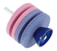 Cabilock Aiguiseur pour Usage Industriel et Domestique en Plastique et Acier Double Couche avec Pierre à Aiguiser Quatre Couches, Outil Multifonctionnel de Lame de Tondeuse à Gazon