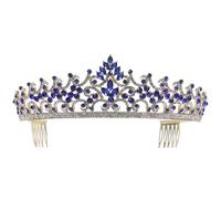 Cabilock Alliage Bleu Couronne de Mariée Diadème de Mariage, Baroque | Strass pour Soirée, Tenue Confortable, Reste en Place, Accent de Tenue, pour Chignon et Voile Nuptial