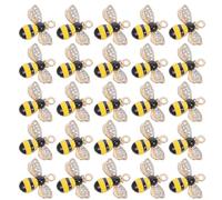 Cabilock Alliage de Zinc Breloque avec Strass Abeille 40 Pièces | Pendentif à Gouttes Émaillées, Anneaux Solides et Légers, pour Boucles D’oreilles et Colliers