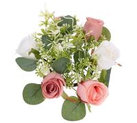 Cabilock Anneau de Bougie en Rose Artificielle Couleur Brique, Couronne de Fleur pour Décoration Mariage Intérieur et Extérieur, Anneau Résistant aux Déchirures et Réutilisable