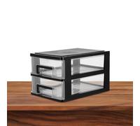 Cabilock Armoire de Rangement à Tiroirs en Plastique Transparent et Noir Organisateur de Bureau 2 Niveaux Moyen Boîte de Rangement Multifonction pour Cosmétiques et Accessoires pour