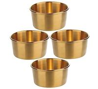 Cabilock Assiettes à Trempette en Acier Inoxydable 304 Petit Format 60 Ml Doré Mat, Plats à Condiments Robustes Cuisine Familiale, Sauces Soja, Apéritifs, Lot de 4 Pièces