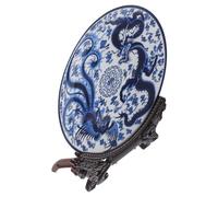 Cabilock Assiettes Porcelaine Bleue Et Blanche Plateau Décoratif Céramique De Style Chinois Décoration Intérieur pour Salade Et Autres Plats