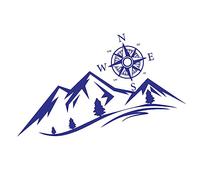 Cabilock Autocollants Décoratifs Boussole et Montagne 2 Pcs PVC Bleu Clair pour Carrosserie Voiture Extérieur Décoration Voiture Camping-Car