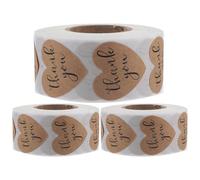 Cabilock Autocollants en Papier Kraft 3 Rouleaux X 500 Pièces, Étiquettes Rondes Adhésives pour Emballage, Autocollants de Scellage DIY pour Pâtisserie et Décoration de Présents,