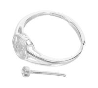 Cabilock Bague Ajustable Ouverte en Argenté 925 S925 pour Création de Bijoux avec Base Plate Ronde Support pour Sertissage de Pierres Précieuses Ébauche D’Anneau Vierge Fournitures DIY