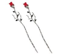 Cabilock Baguettes Accessoires pour Cheveux Rouges en Alliage de Zinc et Plastique, Style Chinois Élégant, 2pcs, Résistantes la Décoloration pour Mariages et Soirées
