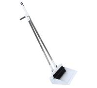 Cabilock Balai et Pelle à Poussière Ensemble Blanc Pliable avec Manche Détachable Acier Inoxydable Balai Lobby Ergonomique pour Nettoyage Sol Maison Bureau