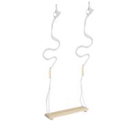 Cabilock Balançoire en Bois Multifonctionnelle pour Poulet et Perroquet Miroir Intégré, Accessoire Pratique pour Ferme, Perchoir à Oiseaux Solide et Solide