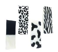 Cabilock Bandeau Cheveux Femme Noir Blanc Motif Vache et Rayures Serre-tête Tricoté Extensible pour Sport Maquillage et Visage Bandeaux Légers et Doux pour Activités Quotidiennes