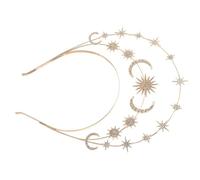 Cabilock Bandeau Lune Étoile en Métal, Coiffe Femme Mariage et Fête | Structure Superposée, Couleur Or, Maintien Sûr et Confort, Style pour Mariée et Soirée
