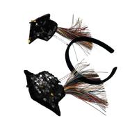 Cabilock Bandeau Serrage-tête Chapeau de Remise de Diplôme Coloré Pompons à Sequins Dégradés, Accessoire Léger en Tissu et Fer pour Fête, Décoration Coiffure D’événement Scolaire