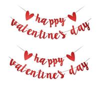 Cabilock Bannière à Paillettes Rouge Fête Saint-valentin, 2 Ensembles de Drapeaux Décoratifs, Guirlande Festive pour Décoration de Chambre et Célébrations Romantiques