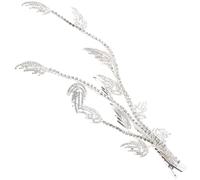 Cabilock Barrette de Mariée Feuille Cristaux Argentée, Coiffure Relevée | Alliage de Zinc et Cristaux, Style Brillant, pour Fêtes et Cérémonies, Plusieurs Manières de Port