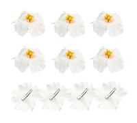 Cabilock Barrettes de Fleur D'hibiscus Artificielle Faciles à Clipser Style Hawaïen Lot de 10 en Pvc Blanc Couleur Aléatoire Accessoires pour Fête D'été à Thème Hawaïen
