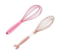 Cabilock Batteur à Œufs Manuel en Silicone 2pcs pour Mélanger Œufs et Pâte, Ustensile Cuisine Rose Adapté pour Cafés et Restaurants