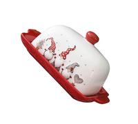 Cabilock Beurrier Céramique avec Couvercle Réutilisable Récipient Hermétique pour Beurre de Noël Plat Polyvalent pour Fromages et Desserts
