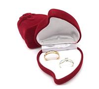 Cabilock Boîte à Bagues Cœur Double Écrin Pour Alliances Motif Rose Cadeau Pour Fiançailles Rangement Pratique