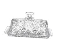 Cabilock Boîte à Beurre Verre avec Couvercle Récipient de Rangement Rectangulaire Transparent Style Européen Plat pour Beurre et Fromage Adapté Restauration et Cuisine