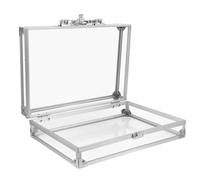 Cabilock Boîte à Bijoux Verrouillable en Alliage D’Aluminium Grosse Capacité Transparente avec Cadre en Aluminium Rangement Polyvalent pour Maquillage et Bijoux Présentoir à Bracelets