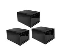 Cabilock Boîte à Chaussures Empilable 34x18x25 Cm en Plastique Pp Noir, Anti-poussière et Anti-oxydation, Lot de 6, Rangement Domestique Pratique pour Chaussures et Baskets