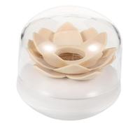 Cabilock Boîte à Coton Tiges Lotus Décorative avec Couvercle Organisateur Polyvalent pour Coton Tiges et Cure Dents Rangement Compact pour Salle de Bain et Bureau Beige