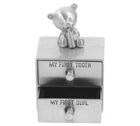 Cabilock Boîte à Dents De Lait Métallique Antique Pour Bébé Boîte De Conservation Première Dent Et Boucle Rangement Souvenir D'enfance Couleur Étain Présent Souvenir Bébé