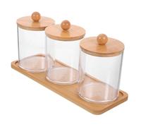 Cabilock Boîte Cosmétique Transparente avec Couvercles et Plateau Organisateur de Salle de Bain pour -tiges Disques Démaquillants et de Coton Pot de Rangement Polyvalent