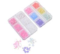 Cabilock Boîte de Décorations pour Ongles 2 Pièces - Breloques en Résine 3D et Perles - Assortiment Fleurs Petites et Grandes pour Nail Art Varié - Accessoires Manucure Fêtes et Usage