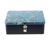 Cabilock Boîte De Rangement Avec Cadenas Et Clé Motif Vintage Fleur D'Abricot 9.6X7.1X3.3 Pouces Coffret Métallique Rectangulaire Pour Organisation Et Décoration Intérieure