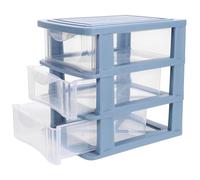 Cabilock Boîte De Rangement Cosmétique Tiroirs 3 Niveaux Bleu Transparent, Organiseur Bureau Multifonction Pour Maquillage Et Fournitures, Rangement Compact Pour Étudiants Et Maison