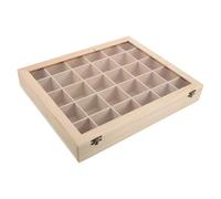 Cabilock Boîte de Rangement Minéraux Bois avec Couvercle Transparent Organiseur à Compartiments pour Collection de Cristaux Roches et Coquillages Présentoir Protecteur pour Spécimens