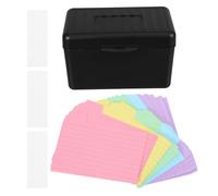 Cabilock Boîte de Rangement Noire pour Fiches Index 3 Pouces 100 Cartes avec Onglets Adhésifs Inscriptibles et Autocollants Vierges Organiseur de Fiches pour Bureau et Étude