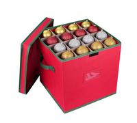 Cabilock Boîte de Rangement pour Boules de Noël 64 Compartiments, Boîte Pliable en Tissu Oxford 600D avec Séparateurs Ajustables, Rangement Décorations et Ornements de Noël avec Couvercle