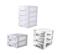 Cabilock Boîte de Rangement Tiroir Plastique à Deux Niveaux Organisateur de Bureau Transparent Blanc Moyen Casier Multifonctionnel pour Classement et Stockage Objets sur Bureau