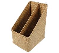 Cabilock Boîte de Rangement Tressée en Paille Naturelle Panier Organiseur Multifonction pour Maison et Bureau Boîte Tissée pour Accessoires de Table Style Rustique Taille Moyenne